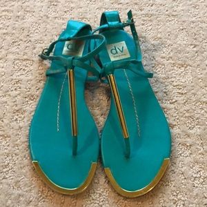 DV by Dolce Vita Teal and Gold Sandals